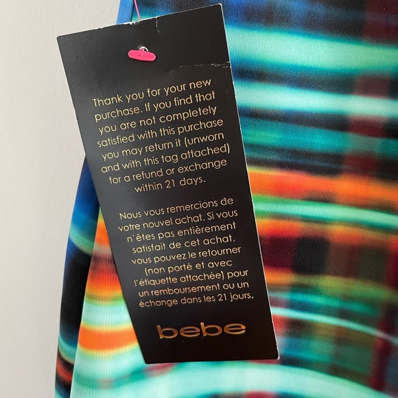 New BEBE Back Cut Out Animal Print Neon Dress - Picture 11 of 11